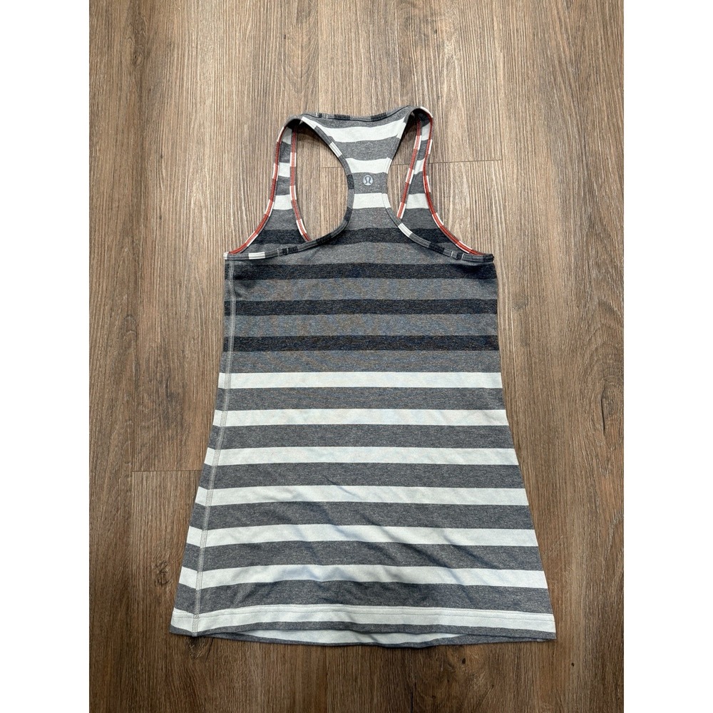 Lululemon Cool Racerback Marshmallow Stripe Heathered Sand Dune Black Size 4